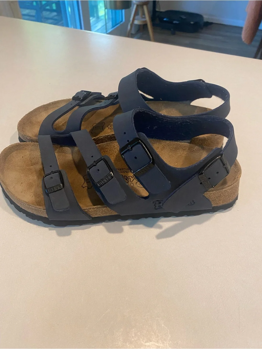 BIRKENSTOCK BIRKI’S ELLICE SLINGBACK SANDAL THREE STRAP BUCKLE NAVY SZ 38